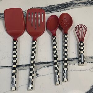 MacKenzie-Childs Red and Black Checkered Utensil Set